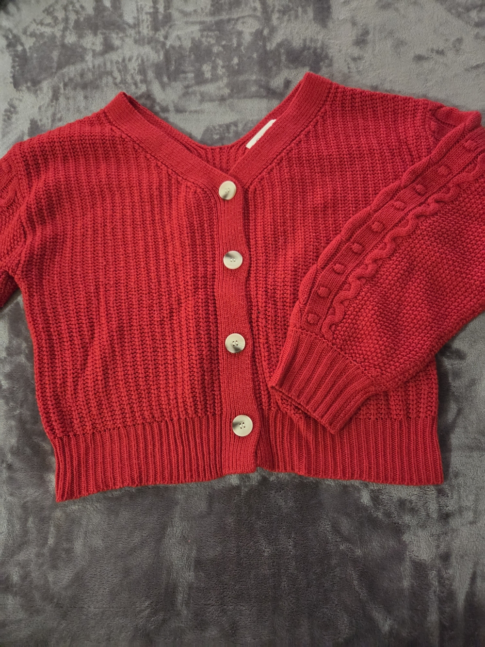 Jessica Simpson Bright Red V-Neck Button Cardigan Sweater